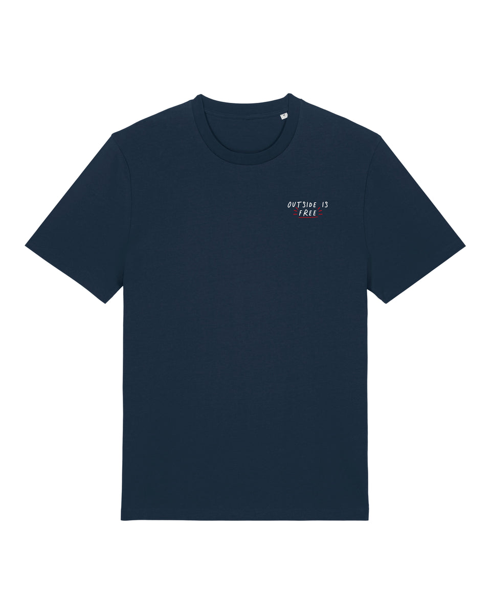 Outside is free unisex cycling T-shirt (navy)