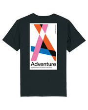 Adventure begins where the paved road ends unisex cycling T-shirt (black)