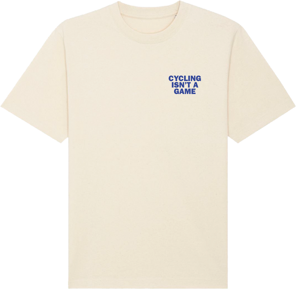 Cycling isn't a game oversized unisex cycling T-shirt (natural - electric blue)