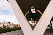 Adventure begins where the paved road ends unisex cycling T-shirt (black)