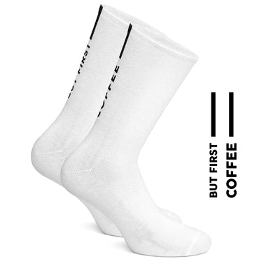 But first coffee cycling socks white