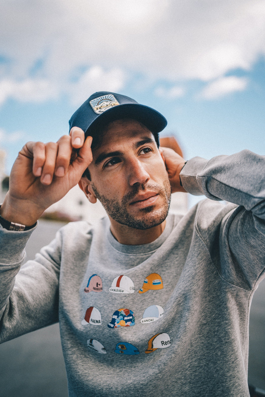 Vintage cycling caps sweater