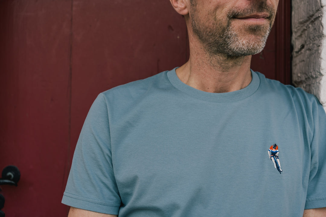 Strade Bianche Mathieu van der Poel Cycling T Shirt old blue