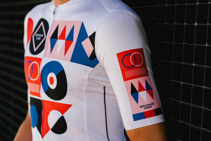 Posterlad white cycling jersey