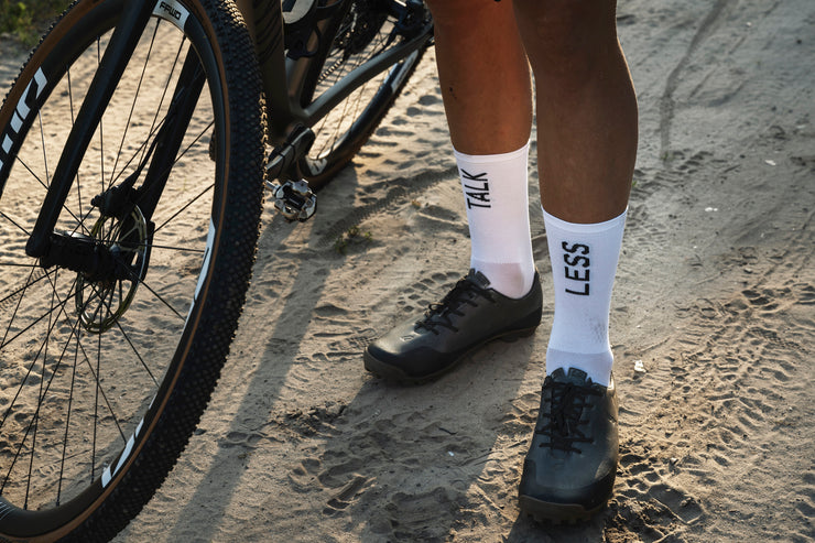 Talk Less Ride More cycling socks White